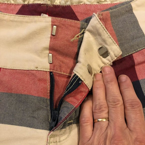 Vintage Tommy Hilfiger Flare Leg Plaid Pants Sz 1 Red Tan Blue Boho - Picture 8 of 10